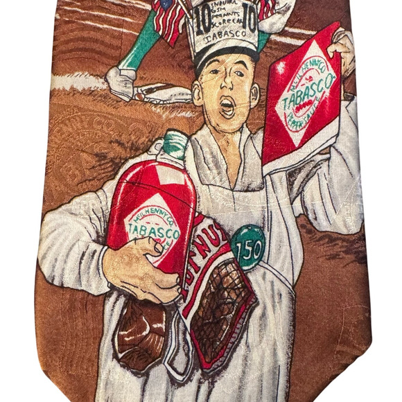 Vintage Tabasco Baseball Novelty Necktie 100% Silk Made in USA 60” x 4” - Picture 6 of 12